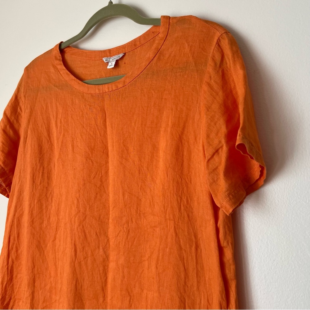 Gap 100% Linen Shirt in Bright Orange, size M - Picture 2 of 10